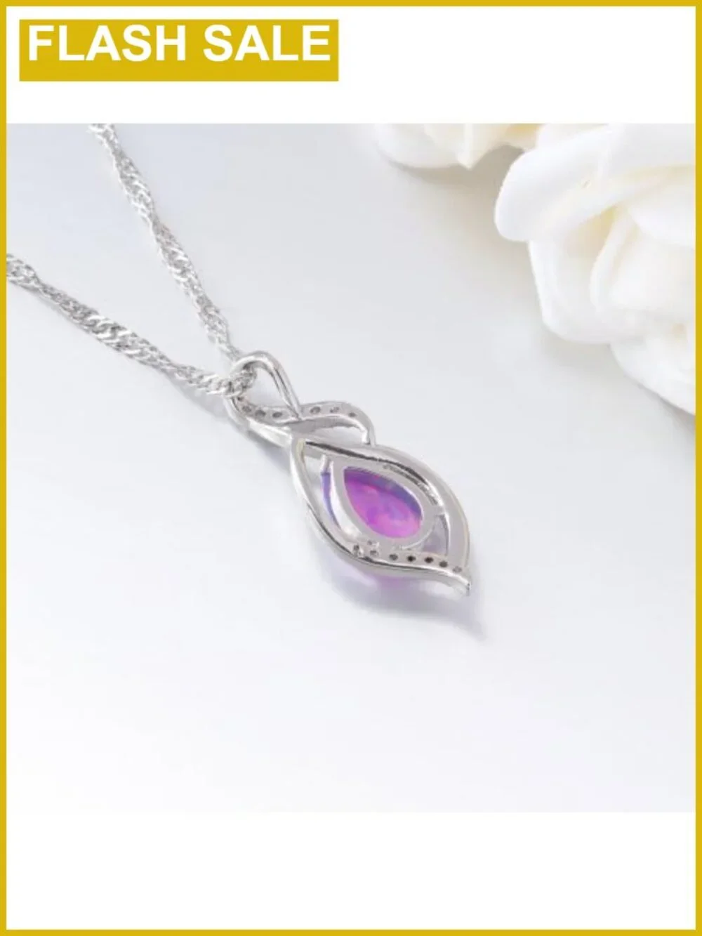 Opal Infinity Pendant Necklace White Gold Plated Genuine Gemstone Gift
